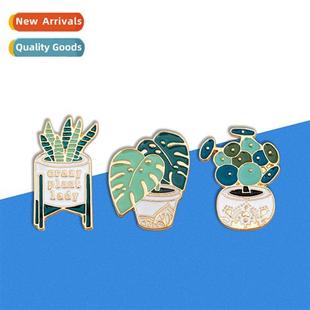 Bamboo carto potted plant Cute Cactus Tortoise brooch Aloe