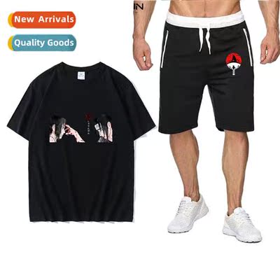 Japan anime Naruto Uchiha Sasuke Weasel Battle Printed Short