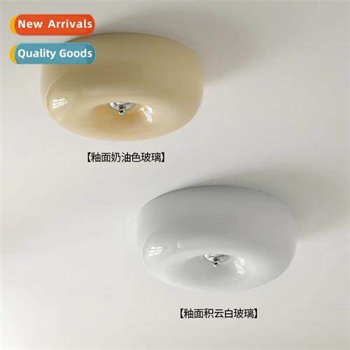 Antique retro bedroom pudding ceiling light glass cream wind