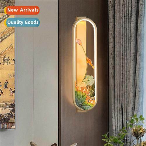 New Chinese style all copper wall lamp living room backgroun