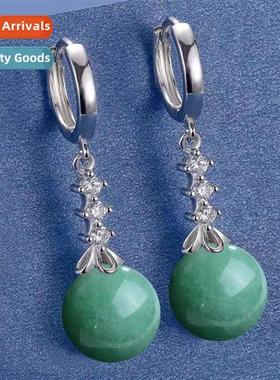 12MM natural Dgling jade earrings female temperament chalced