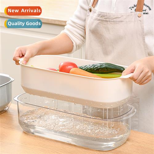 Rectangular large-capacy draining basket double draining dis