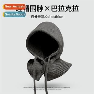 Autumn and winter solid color balaclava cap wool knted warm