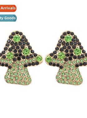 Persalized niche mushroom diamd earrings fashi temperament