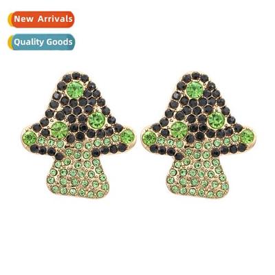 Persalized niche mushroom diamd earrings fashi temperament