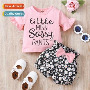 2022 new short spring sleeved printed fall letters Girls