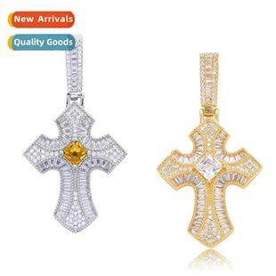 hip-hop new trapezoidal zircia cross pendant persalized nd m