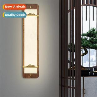 Bedside wall lamp new chinese style full copper walnut livin