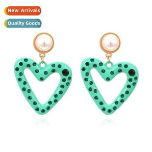 earrings ear love oil drop new diamd pearl retro fashi Retro