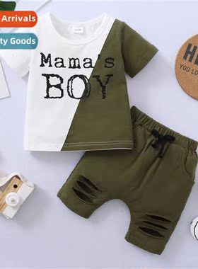 Boys spring  autumn  2022 new n letters printed short-sleeve