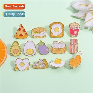 Carto food series metal brooch cute cake ice cream hamburger
