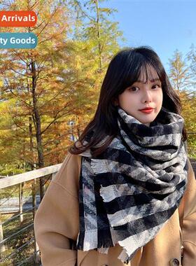 2021 new scarf female winter Korean versi   plaid fall and w