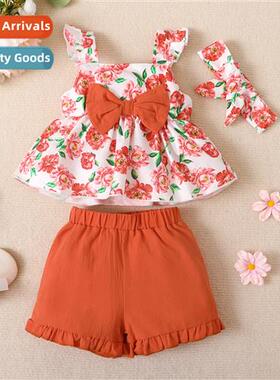 Girls spring  autumn  2022 new n sleeveless flower print top