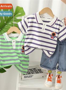 Boys summer su su 2023 new hsome baby boy striped polo shirt