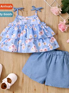 Girls spring  autumn  2021 new n sleeveless halter flower pr