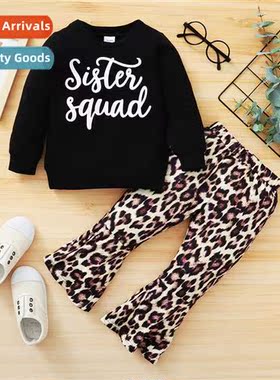 Girls spring  fall  2021 new n lg-sleeved letter print top +