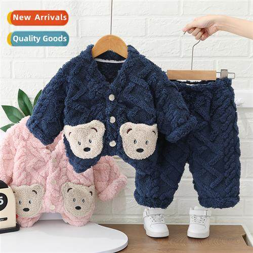Childrens children winter padded pajamas two sets 2023 new f