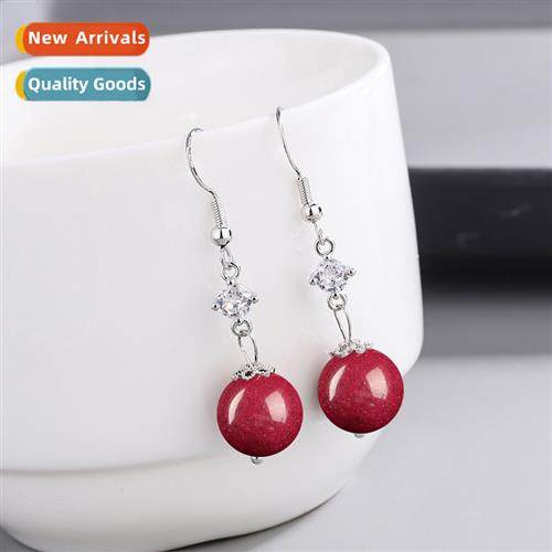 Retro cinnabar court purple s zirc earrings female temperame