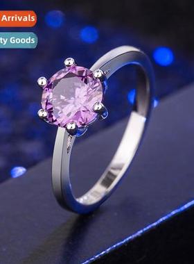 Fashi classic six claws single diamd simulati diamd ring fem