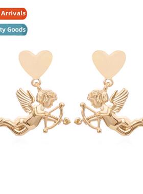 Persalized creative gold cupid metal earrings exaggerated ca