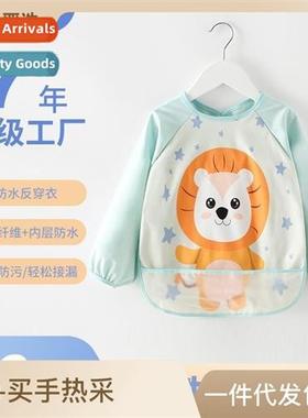 Baby waterpro childrens coveralls lg-sleeved eating clos bib