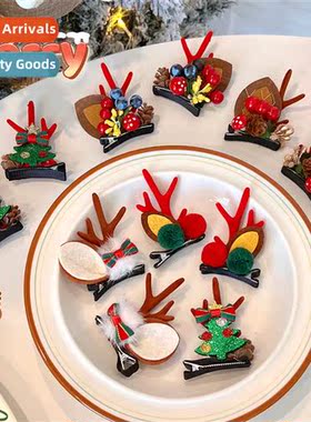 The new Christmas  accessories  clips girl heart antlers sid