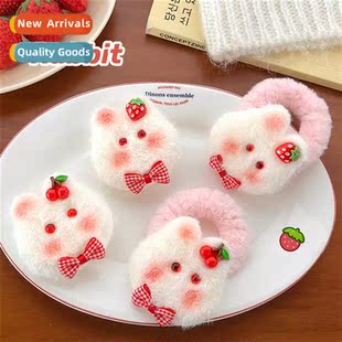 Cute plush bunny  accessories girl heart wh sweet bangs clip