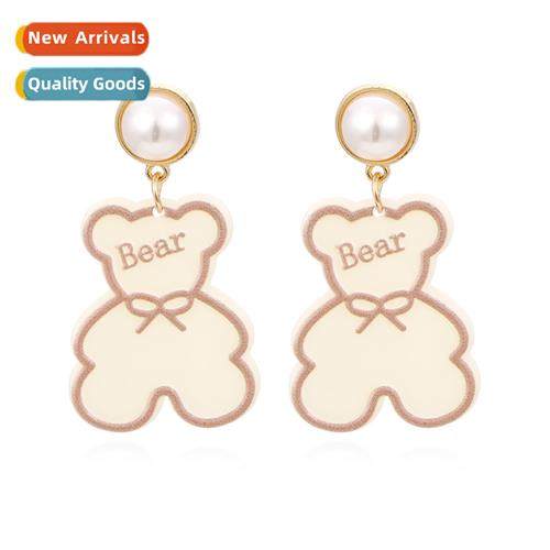 New creative alloy bear earrings retro oil drop English pear