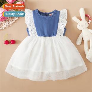 2022 new denim Spring sleeveless Autumn childrens Girls