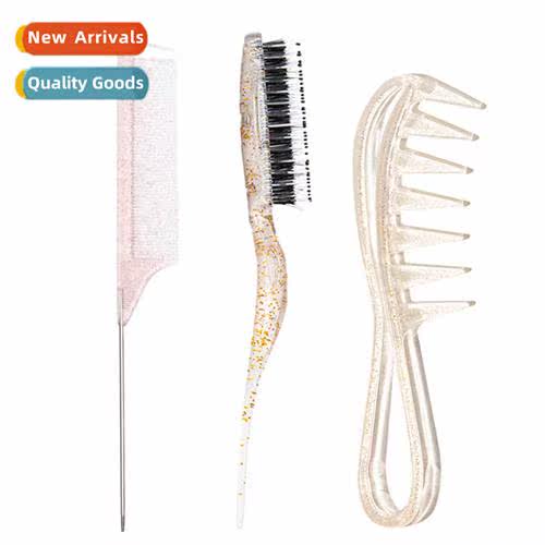 Transparent Hairdressing Pointed Tail Comb Edge Brush Triple