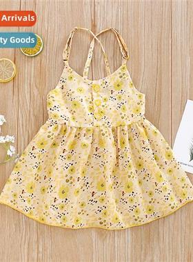 Girls Spring  Autumn 2022 new n sleeveless halter small flor