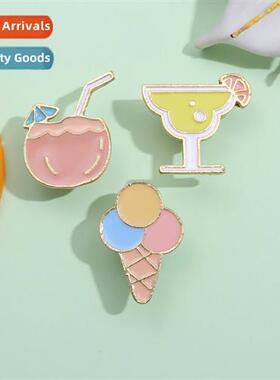 Summer New Fun Ice Cream Cocut Shape Brooch Cute Shell Starf