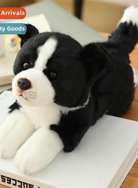 Cute imati border collie dog doll black  whe small puppy cut