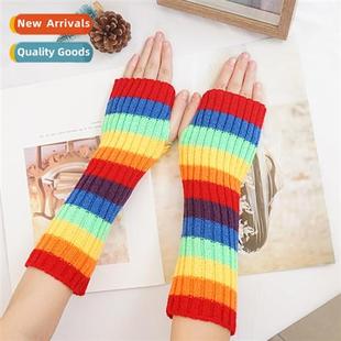 warm knted Japanese and cover winter sleeve Autumn rainbow