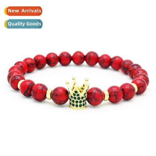 New jewelry red turquoise volcanic ste bracelet pave cz crow