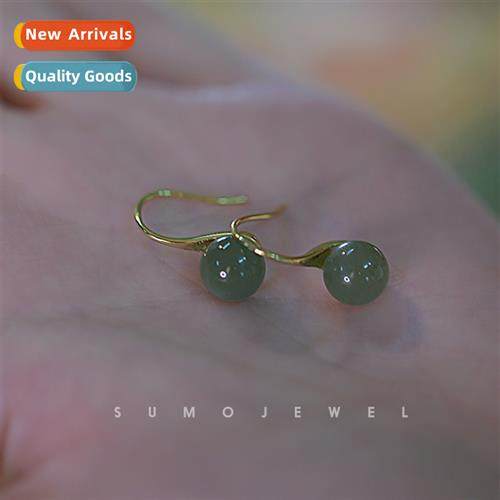 Hetian jade earrings female 2022 high heels earrings retro t