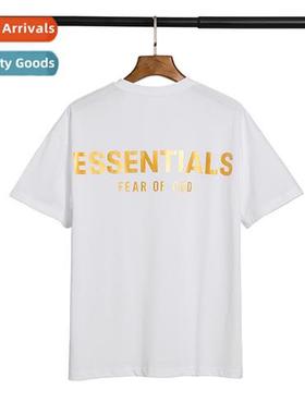 High Set FOG ESSENTIALS Gold Printed Hip Hop Loose Plus Size