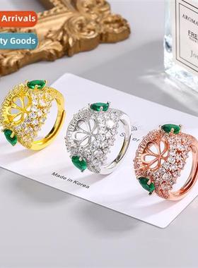 Jewelry inlaid jade zirc men  women chalcedy pearl ring empt