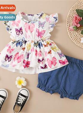 Girls spring  autumn  2022 new n sleeveless butterfly print