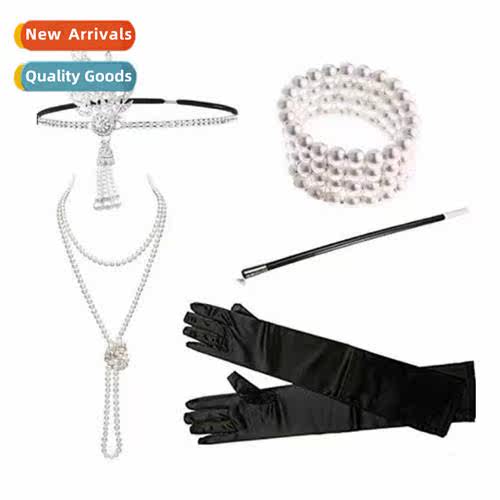 1960s Gatsby Bachelorette Party Set Decorati Headdress Neckl