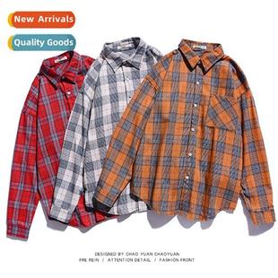 Japanese lg-sleeved plaid shirt mens style business pressial