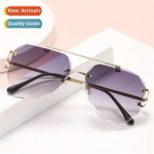 color double 2023 new per women rimless sunglasses 6061 beam