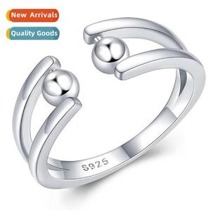 Fidget ring opening silver beaded anti adjustable rin plated