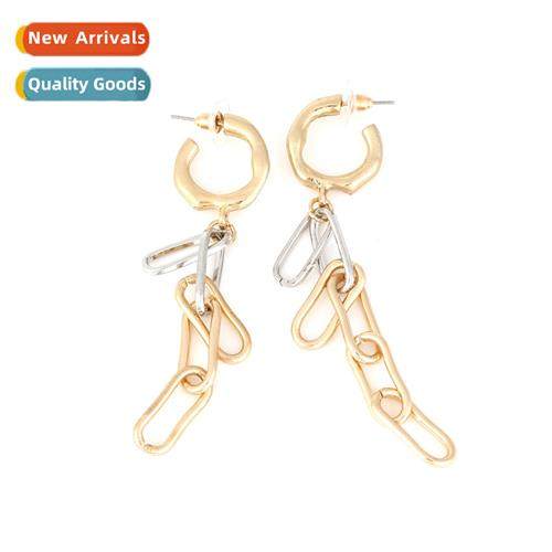 retro creative lg metal chain tassel earrings exaggerated de