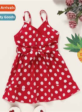 Girls Spring  Autumn 2021 new n sleeveless polka dot print p