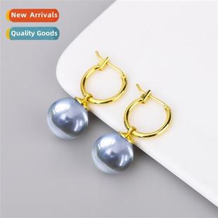 gray beads earrings Colorful female silver buckle earr black