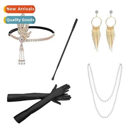 1920s Gatsby Bachelorette Party Set Decorati Headdress Neckl