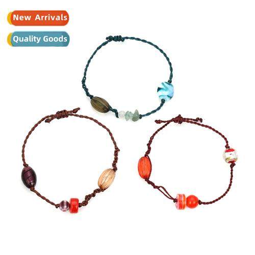 ZA Bohemian h-woven glass bead bracelet new beaded h rope h