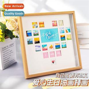 four fra frame love grid palace stick painting oil photo diy