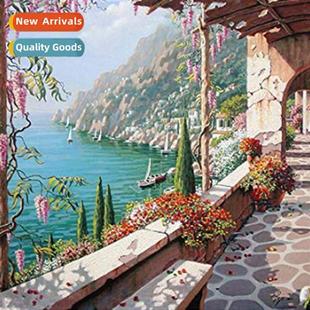 Diamd painting new DIY seaside scenery full  round diamd hma
